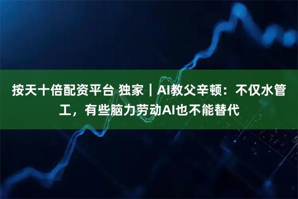 按天十倍配资平台 独家｜AI教父辛顿：不仅水管工，有些脑力劳动AI也不能替代